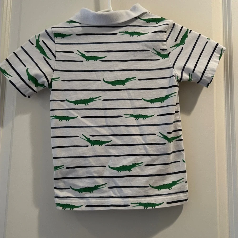 Gymboree alligator print striped Polo 1/4 button shirt short sleeve kids Size 4T